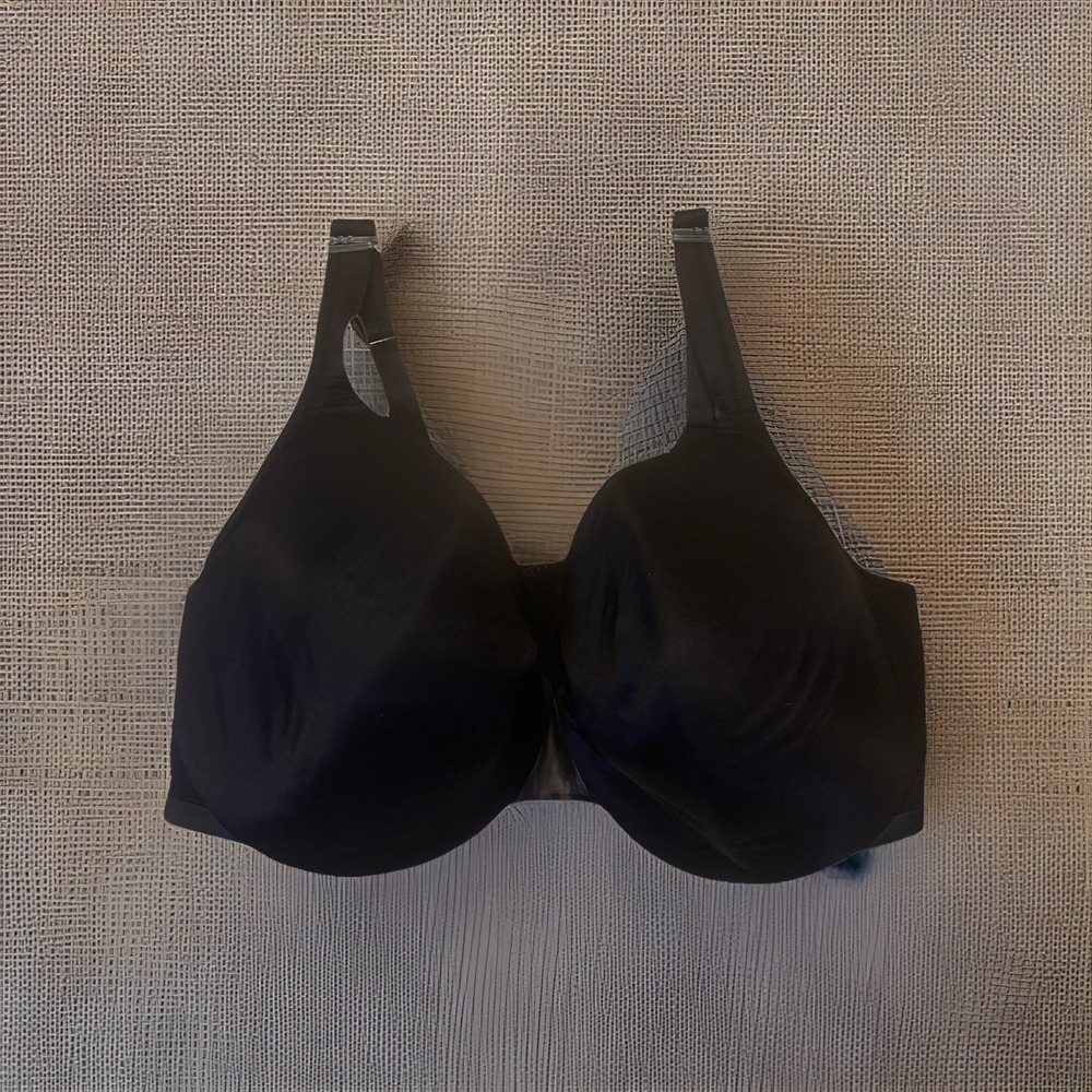 Cacique‎ Satin Full Coverage Underwire Bra  50DD Plus Size Lane Bryant Black - Picture 2 of 3